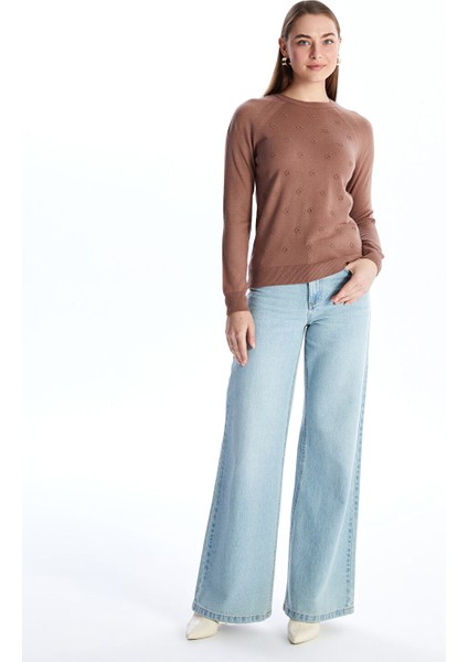 Yeni Sezon Bisiklet Yaka Çiçekli Kadın Triko Kazak modelleri