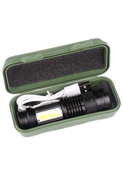 Şarjlı LED El Feneri - 14500 Pil Dahil, 4 Işık Modu, Mini Boy indirimleri