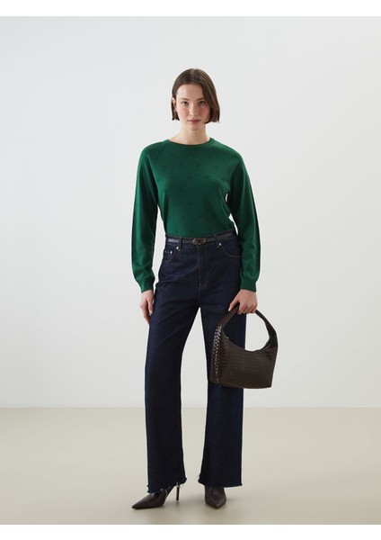 Yeni Sezon Bisiklet Yaka Çiçekli Kadın Triko Kazak fiyatları