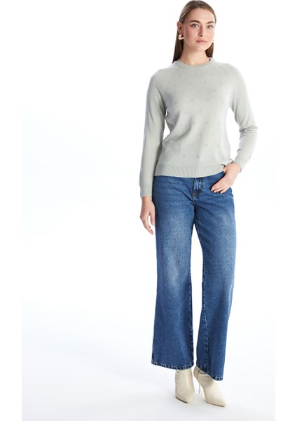 Yeni Sezon Bisiklet Yaka Çiçekli Kadın Triko Kazak modelleri