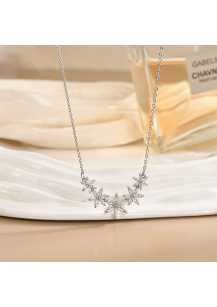 Yeni Titanyum Çelik Kolye Kadın Mizaç Mikro-Set Zirkonya Kişilik Kıdemli Köprücük Kemiği Duygusu Zincir Takı (Yurt Dışından)