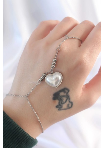 316L Çelik Gümüş Renk Beyaz Bubble Kalp Tasarımlı Şahmeran fiyatları