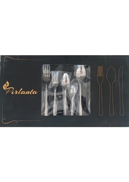 Pırlanta 30 Parça 6 Kişilik Çatal Kaşık Takımı 30 Parça Kutulu Hediyelik Çeyizlik Takım