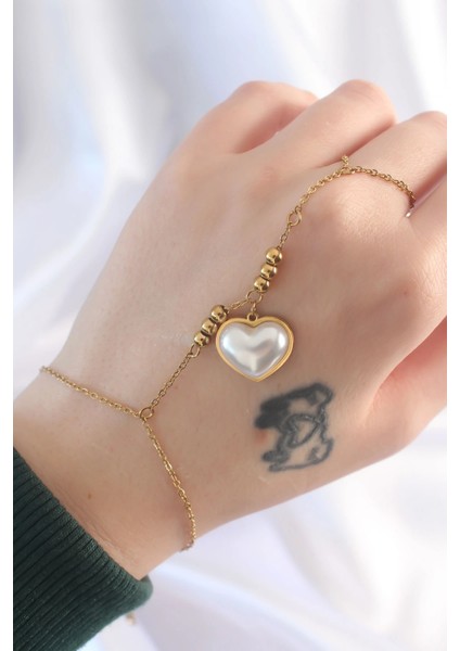 316L Çelik Gold Renk Beyaz Bubble Kalp Tasarımlı Şahmeran fiyatları