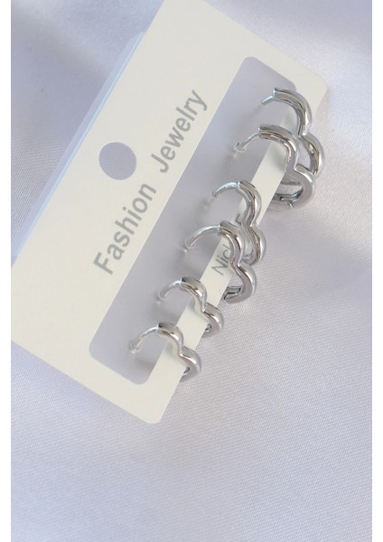 Pirinç Gümüş Renk Kalp Model Küpe Seti fiyatları