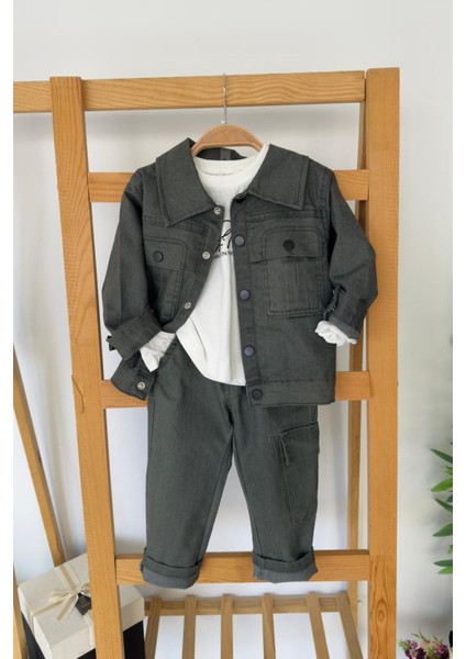 Kargo Cepli Ceketli Erkek Çocuk 3 Lü spor takım - Yeşil