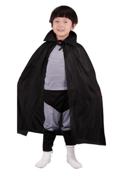 Siyah Renk Yakalı Çocuk Pelerin 90 cm