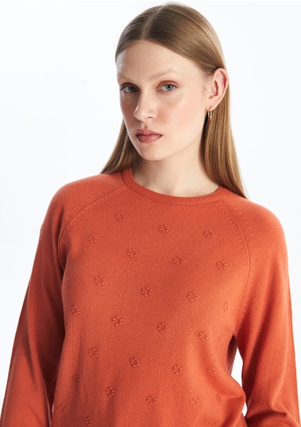 Yeni Sezon Bisiklet Yaka Çiçekli Kadın Triko Kazak modelleri