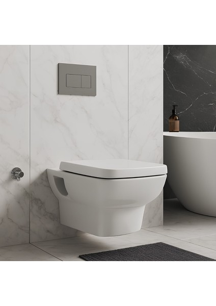 Plaza Beyaz Kanallı Asma Klozet PLZ1710, Nkp Sedef Yavaş Kapak