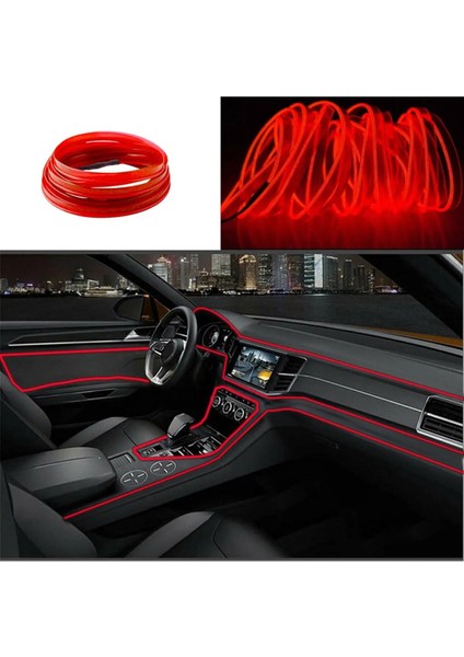 Kırmızı Renk Araç Içi Ambiyans Neon Ip LED 2 Metre Uzunluğunda Torpido Kapı Kanalları Cn