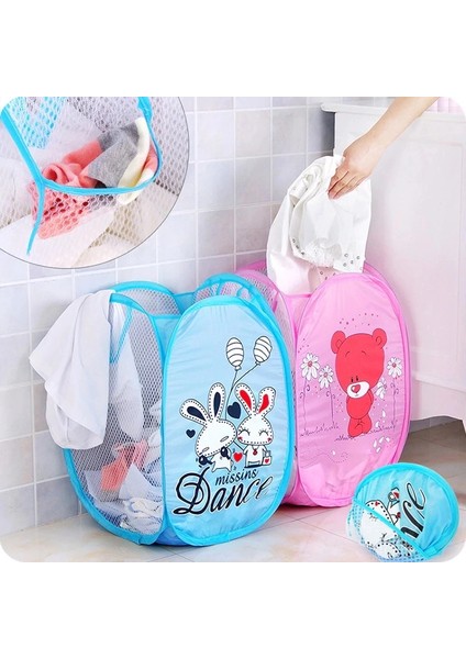 Karikatür Figürlü Katlanır File Oyuncak ve Çamaşır Sepeti indirimleri