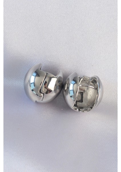 Pirinç Gümüş Renk Içi Boş Minimal Topçuk Küpe fiyatları