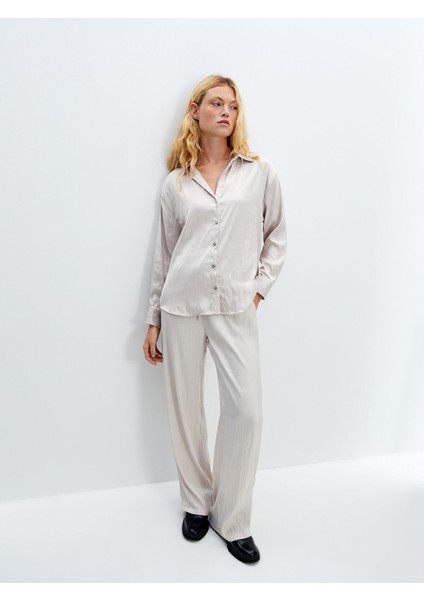 Yeni Sezon Beli Lastikli Saten Kadın Pantolon