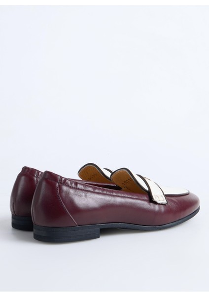 Bej - Bordo Kadın Loafer Z10122 modelleri