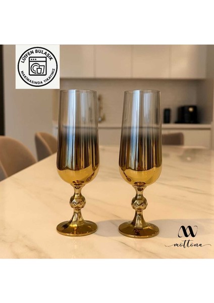 Bohemia Kristal 6' Lı Kahve Yanı Bardağı Gold 180 cc