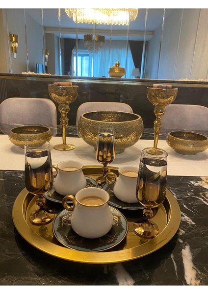 Bohemia Kristal 6' Lı Kahve Yanı Bardağı Gold 180 cc indirimleri
