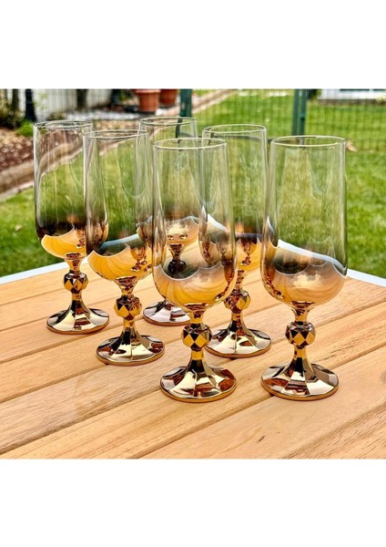 Bohemia Kristal 6' Lı Kahve Yanı Bardağı Gold 180 cc
