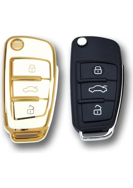 Audi 2005 A3 A4 Q5 Q7 Sustalı Beyaz Oto Anahtar Kumanda Kabı Kılıfı Oto Anahtarlık modelleri