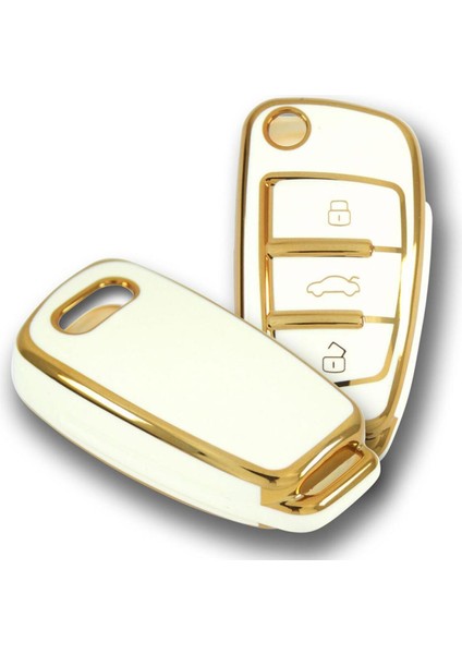 Audi 2005 A3 A4 Q5 Q7 Sustalı Beyaz Oto Anahtar Kumanda Kabı Kılıfı Oto Anahtarlık fırsatları