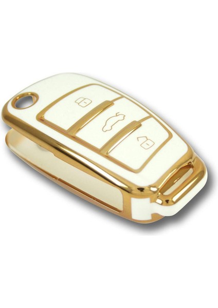 Audi 2005 A3 A4 Q5 Q7 Sustalı Beyaz Oto Anahtar Kumanda Kabı Kılıfı Oto Anahtarlık indirimleri