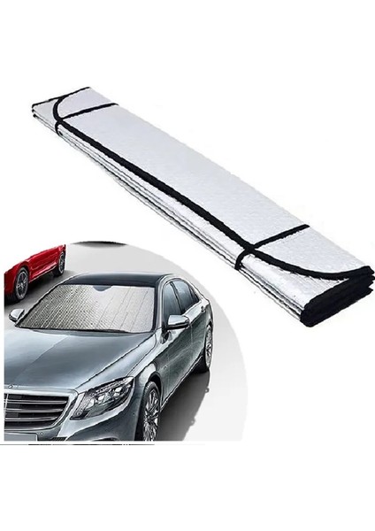 Oto Ön Güneşlik Balonlu Metalize Parlak Alüminyum Katlanabilir Oto Güneşlik 150 x 70 cm Uyumlu
