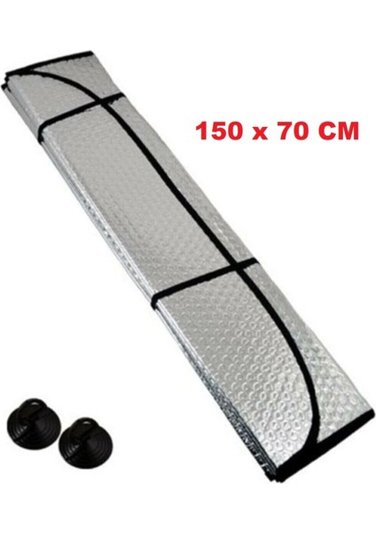 Oto Ön Güneşlik Balonlu Metalize Parlak Alüminyum Katlanabilir Oto Güneşlik 150 x 70 cm Uyumlu modelleri