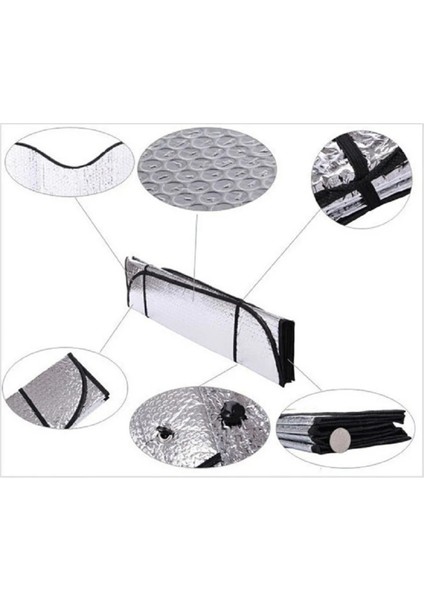 Oto Ön Güneşlik Balonlu Metalize Parlak Alüminyum Katlanabilir Oto Güneşlik 150 x 70 cm Uyumlu indirimleri