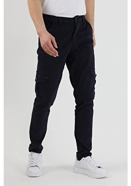 Erkek Kargo Cep Pantolon Lacivert Günlük Stil %98 Pamuk %2 Elastan modelleri