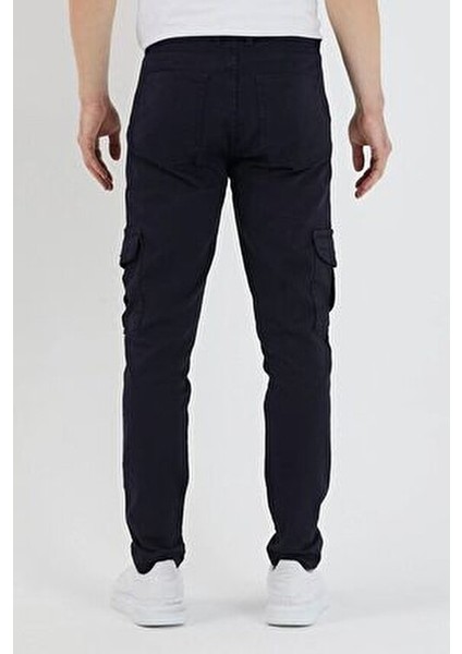 Erkek Kargo Cep Pantolon Lacivert Günlük Stil %98 Pamuk %2 Elastan fırsatları