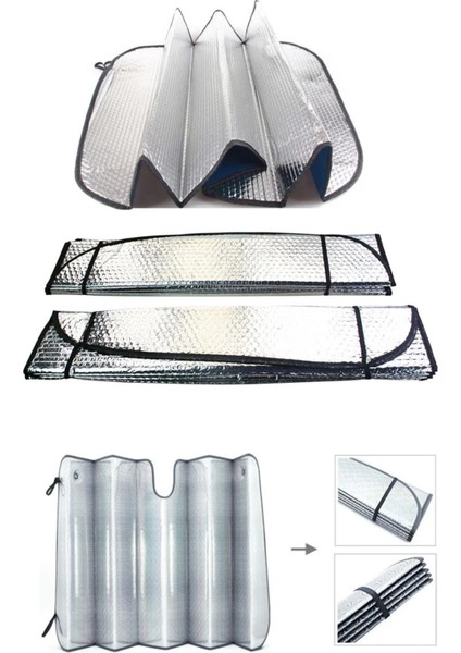 Oto Ön Güneşlik Balonlu Metalize Parlak Alüminyum Katlanabilir Oto Güneşlik 150 x 70 cm Uyumlu