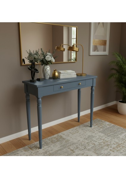 120 cm Masif Tornalı Mavi Dresuar