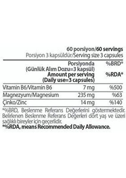 ZMA 180 Kapsül Magnezyum Çinko ve B6 Vitamini İçeren Besin Takviyesi modelleri