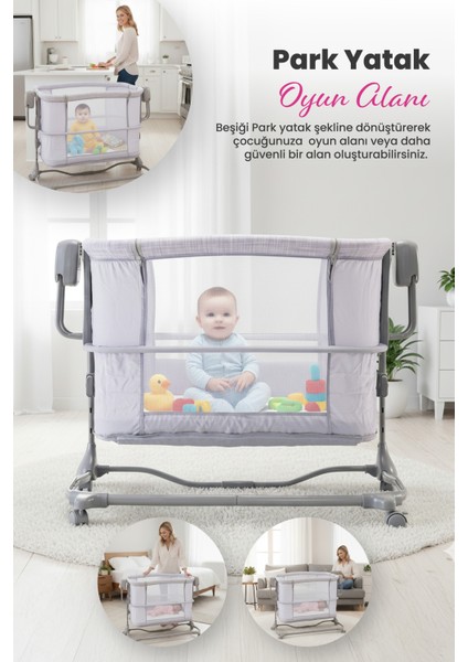 Siena 3in1 Elektrikli Otomatik Sallanır Anne Yanı Beşik Oyun Parkı modelleri