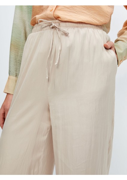 Yeni Sezon Beli Lastikli Saten Kadın Pantolon modelleri