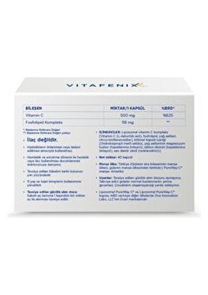 Lipozomal C Vitamini Yüksek Emilimli 40 Kapsül Ahududu Aromalı Takviye Gıda modelleri