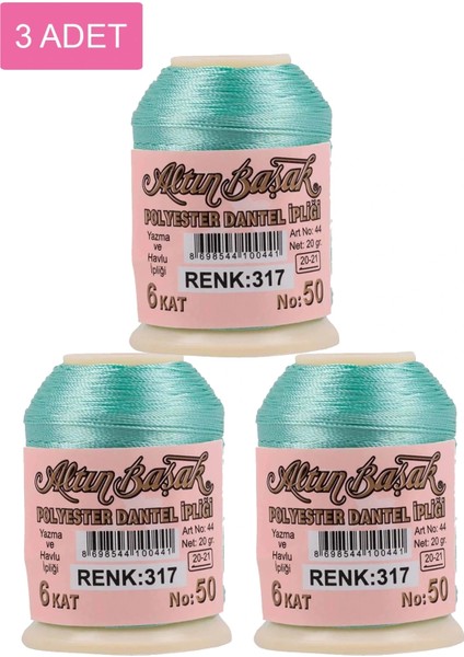 3 Adet Altınbaşak Oya ve Dantel İpi 20 gr - - No: 317