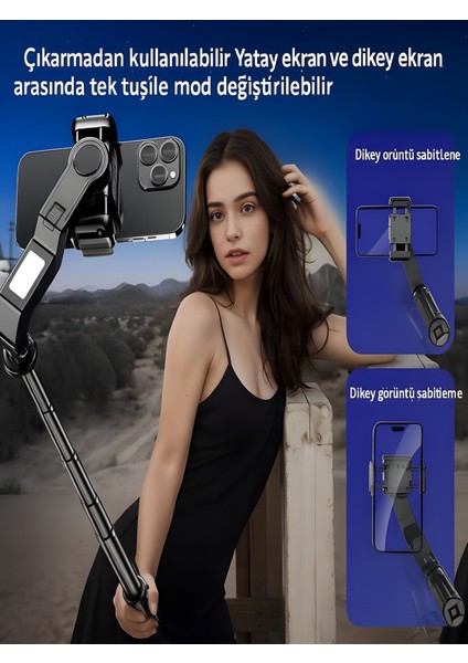 Uzaktan Kumandalı 101CM LED Işıklı Al Tripod | Yapay Zeka Destekli Titreşim Engelli Gimbal fiyatları