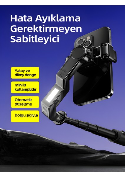 Uzaktan Kumandalı 101CM LED Işıklı Al Tripod | Yapay Zeka Destekli Titreşim Engelli Gimbal modelleri