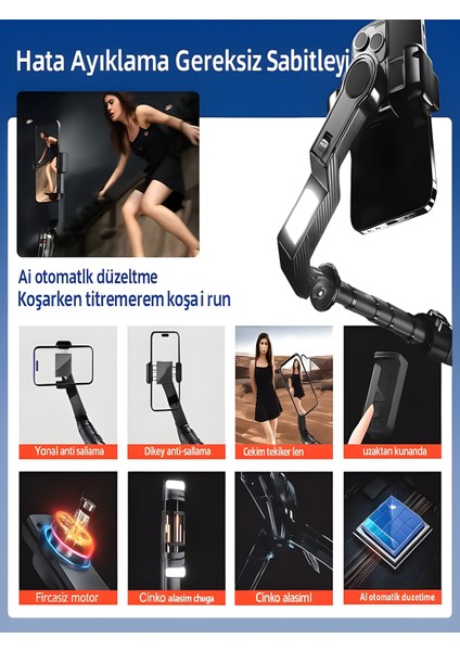 Uzaktan Kumandalı 101CM LED Işıklı Al Tripod | Yapay Zeka Destekli Titreşim Engelli Gimbal fırsatları