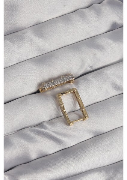 Pirinç Gold Renk Zirkon Taşlı Dikdörtgen Model Seranay Küpe fiyatları