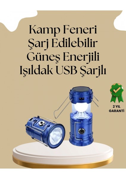 Güneş Enerjili Katlanabilir Kamp Feneri – USB Şarjlı, Hafif ve Çok Fonksiyonlu