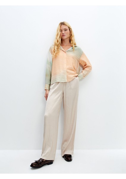 Yeni Sezon Beli Lastikli Saten Kadın Pantolon