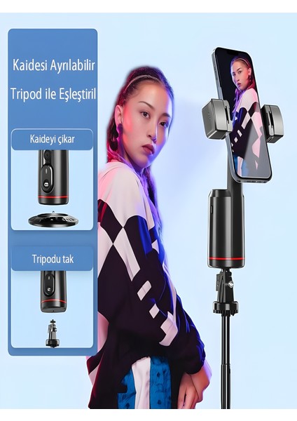 360° Yüz Takipli Rgb Işıklı Profesyonel Gimbal Tripod | Telefon Sabitleyici Fotoğraf & Video modelleri