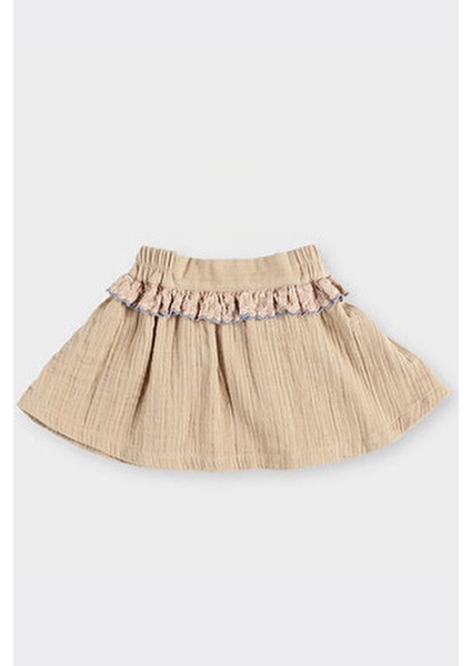 Dantel Detaylı Kız Çocuk Eteği Yumuşak Kumaşla Rahat Kullanım İçin Tasarlandı
