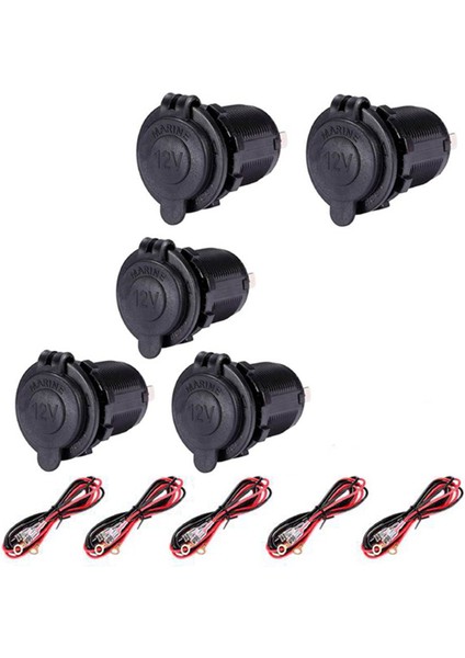 5 Adet 12V Güç Su Geçirmez Soket Araç Çakmak Soket Çakmak Adaptörü Deniz Atv Rv Motosiklet (Yurt Dışından)