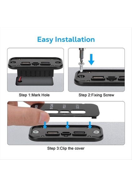 3 Port 12V USB Priz Şarj Cihazı, Pd3. 0 Tip C, Qc 3.0 USB A ve 2.4 A USB Hızlı Şarj Soketi Adaptörü Araba Deniz (Yurt Dışından) fiyatları