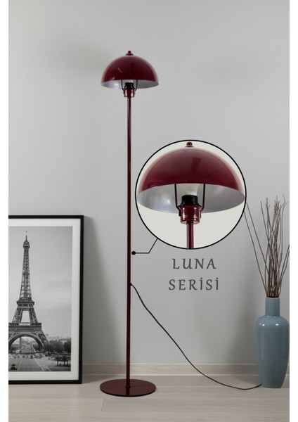 Modena Retro Bordo Metal Başlıklı Tek Ayaklı Lambader