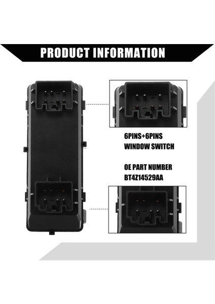 Ford Edge 2011-2015 Için Araç Ana Pencere Anahtarı BT4Z-14529-AA Sol Elektrikli Pencere Kaldırma Anahtarı Kontrol Düğmesi BT4Z14529AA (Yurt Dışından) modelleri