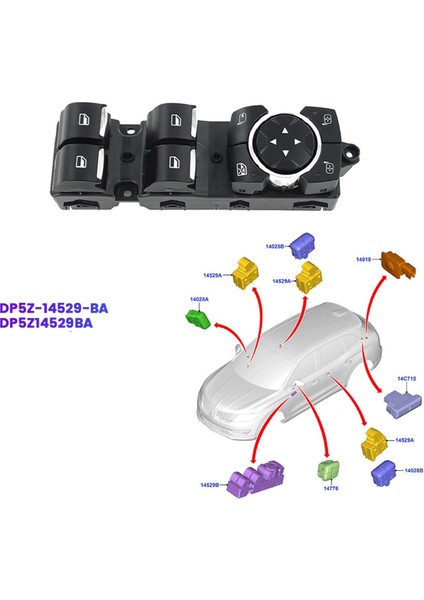 Ford Lincoln Mkc Mkz Mkx 2015-2020 Elektrikli Cam Kaldırma Anahtarı Kontrol Düğmesi Için DP5Z-14529-BA Araç Ana Cam Anahtarı (Yurt Dışından) fiyatları
