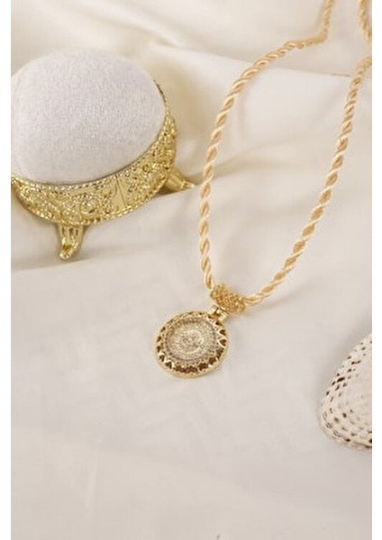 Çeyrek Altın Görünümlü Kadın Kolye 14 Ayar Altın Madenli Şık Tasarım fiyatları